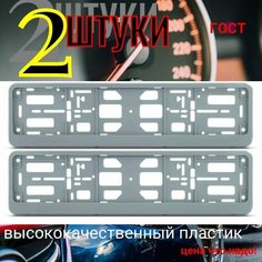 Рамка 2 шт для гос номера-книжка серебристый металлик Auto Gur