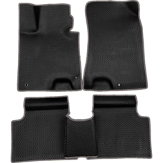 ЕВА коврики для Kia K5 (2020-2022) / Киа К5, 3Д лапка - без разреза / Черные соты / Темно-серый кант / Комплект 5 шт. Evaformat