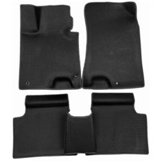 ЕВА коврики для Kia Optima 4 (2015-2020) / Киа Оптима 4, 3Д лапка - без разреза / Черные соты / Черный кант / Комплект 5 шт. Evaformat