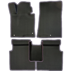 ЕВА коврики для Kia Optima 4 (2015-2020) / Киа Оптима 4, 3Д лапка - без разреза / Черные соты / Темно-серый кант / Комплект 5 шт. Evaformat