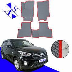 Автомобильные коврики EVA/ЕВА/ЭВА для Hyundai Creta 1 2016-2021 серый красный Avtoso