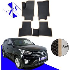 Автомобильные коврики EVA/ЕВА/ЭВА для Hyundai Creta 1 2016-2021 черный бежевый Avtoso