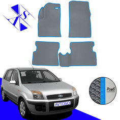 Автомобильные коврики EVA/ЕВА/ЭВА для Ford Fusion 2002-2012 серый голубой Avtoso