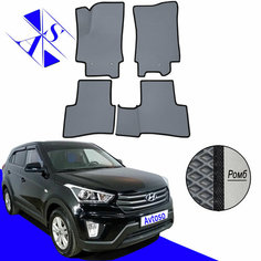 Автомобильные коврики EVA/ЕВА/ЭВА для Hyundai Creta 1 2016-2021 серый черный Avtoso
