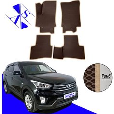 Автомобильные коврики EVA/ЕВА/ЭВА для Hyundai Creta 1 2016-2021 коричневый бежевый Avtoso
