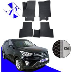 Автомобильные коврики EVA/ЕВА/ЭВА для Hyundai Creta 1 2016-2021 черный серый Avtoso