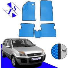Автомобильные коврики EVA/ЕВА/ЭВА для Ford Fusion 2002-2012 василек черный Avtoso