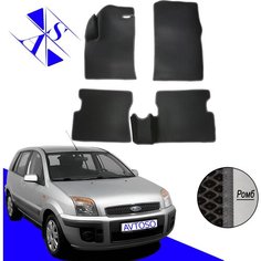Автомобильные коврики EVA/ЕВА/ЭВА для Ford Fusion 2002-2012 черный темно серый Avtoso