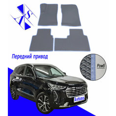 Автомобильные коврики EVA/ЕВА/ЭВА для Хавал Джолион / Haval Jolion 1 (I) (АКПП) 2021-н. в серый василек Avtoso