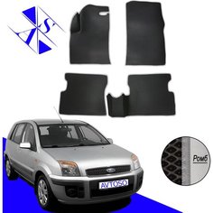 Автомобильные коврики EVA/ЕВА/ЭВА для Ford Fusion 2002-2012 черный серый Avtoso
