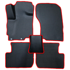 Коврики ЕВА для Mitsubishi Outlander XL (2006-2012) / Митсубиши Аутлендер ХЛ / Черные соты / Красный кант/ Комплект 5 шт. Evaformat