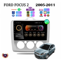 Автомагнитола для FORD Focus 2 кондиционер (2005-2011), Android 11, 2/32 Gb, Wi-Fi Podofo