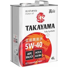TAKAYAMA Масло Моторное Takayama Adaptec 5W-40 A3/B4 Sn/Cf Синтетика 4Л 605587