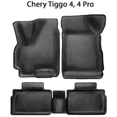 Автомобильные коврики ЭВА с Бортами для Chery Tiggo 4, 4 Pro. ЕВА соты от SUPERVIP для Чери Тигго 4, 4 Про. Серый цвет.