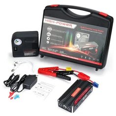 Портативное пусковое пуско-зарядное устройство для автомобиля Jump Starter 16800 mAh с переходниками для зарядки гаджетов и компрессором Pr Ogadget
