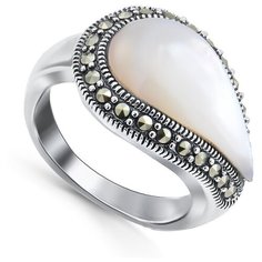 Кольцо Silver WINGS, серебро, 925 проба, перламутр, марказит, размер 17 мм.