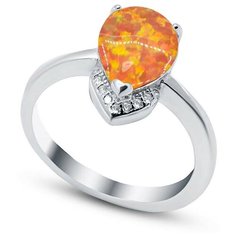 Кольцо Silver WINGS, серебро, 925 проба, фианит, опал, размер 16.5 мм.