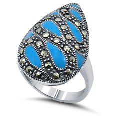 Кольцо Silver WINGS, серебро, 925 проба, эмаль, марказит, размер 17 мм.