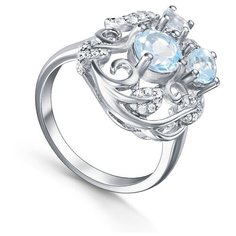 Кольцо Silver WINGS, серебро, 925 проба, фианит, топаз, размер 16 мм.
