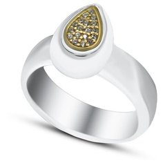 Кольцо Silver WINGS, серебро, 925 проба, керамика, фианит, размер 16.5 мм.