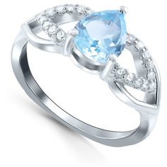 Кольцо Silver WINGS, серебро, 925 проба, фианит, топаз, размер 18 мм.,17 мм.