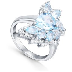 Кольцо Silver WINGS, серебро, 925 проба, фианит, топаз, размер 16 мм.