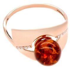 Кольцо The Jeweller, серебро, 925 проба, янтарь, фианит, размер 18 мм.,19 мм.