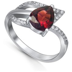 Кольцо Silver WINGS, серебро, 925 проба, гранат, фианит, размер 18 мм.,16.5 мм.
