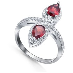 Кольцо Silver WINGS, серебро, 925 проба, гранат, фианит, размер 17 мм.