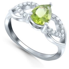 Кольцо Silver WINGS, серебро, 925 проба, хризолит, фианит, размер 16 мм.