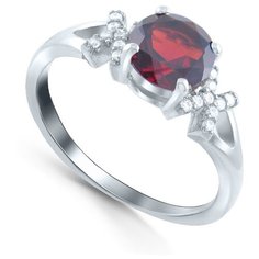 Кольцо Silver WINGS, серебро, 925 проба, гранат, фианит, размер 17 мм.