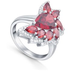 Кольцо Silver WINGS, серебро, 925 проба, гранат, фианит, размер 16 мм.