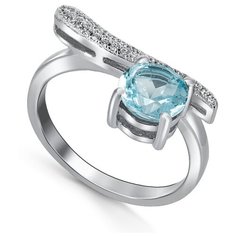 Кольцо Silver WINGS, серебро, 925 проба, фианит, топаз, размер 18 мм.,17.5 мм.