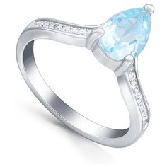 Кольцо Silver WINGS, серебро, 925 проба, фианит, топаз, размер 17 мм.