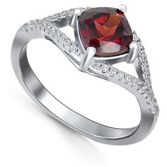 Кольцо Silver WINGS, серебро, 925 проба, гранат, фианит, размер 16 мм.