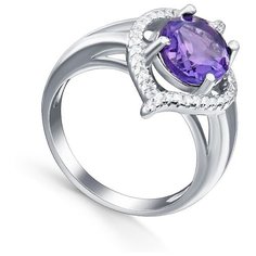 Кольцо Silver WINGS, серебро, 925 проба, аметист, фианит, размер 16.5 мм.
