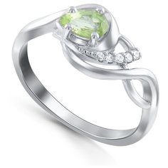 Кольцо Silver WINGS, серебро, 925 проба, хризолит, фианит, размер 16.5 мм.