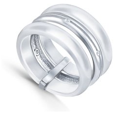 Кольцо Silver WINGS, серебро, 925 проба, керамика, фианит, размер 16.5 мм.