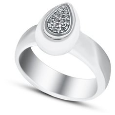 Кольцо Silver WINGS, серебро, 925 проба, керамика, фианит, размер 16.5 мм.