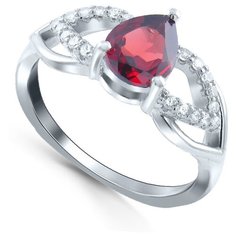 Кольцо Silver WINGS, серебро, 925 проба, гранат, фианит, размер 18 мм.