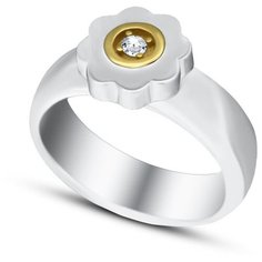 Кольцо Silver WINGS, серебро, 925 проба, керамика, фианит, размер 16.5 мм.