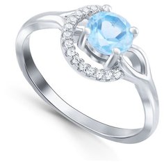 Кольцо Silver WINGS, серебро, 925 проба, фианит, топаз, размер 18.5 мм.