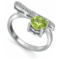 Кольцо Silver WINGS, серебро, 925 проба, хризолит, фианит, размер 17.5 мм.