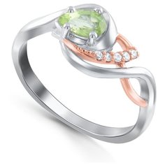 Кольцо Silver WINGS, серебро, 925 проба, хризолит, фианит, размер 17 мм.