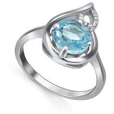 Кольцо Silver WINGS, серебро, 925 проба, фианит, топаз, размер 17 мм.