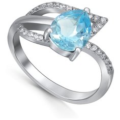 Кольцо Silver WINGS, серебро, 925 проба, фианит, топаз, размер 18.5 мм.,17 мм.,16.5 мм.