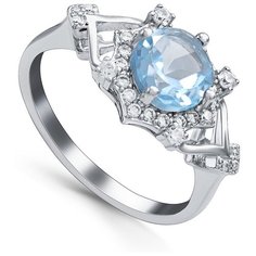 Кольцо Silver WINGS, серебро, 925 проба, фианит, топаз, размер 17 мм.