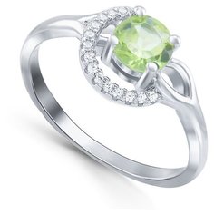 Кольцо Silver WINGS, серебро, 925 проба, хризолит, фианит, размер 16 мм.