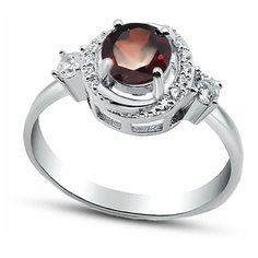 Кольцо Silver WINGS, серебро, 925 проба, гранат, фианит, размер 17 мм.