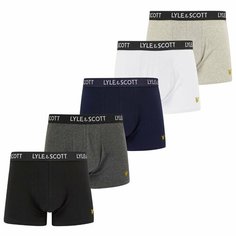 Трусы Lyle & Scott MILLER, комплект из 5 шт., размер S, серый, белый, черный